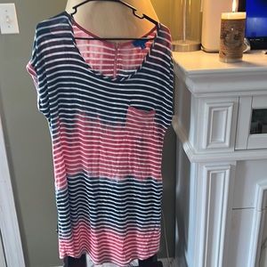 Blue Curl Beachwear, Red, White and Blue Dress, pocket on front.